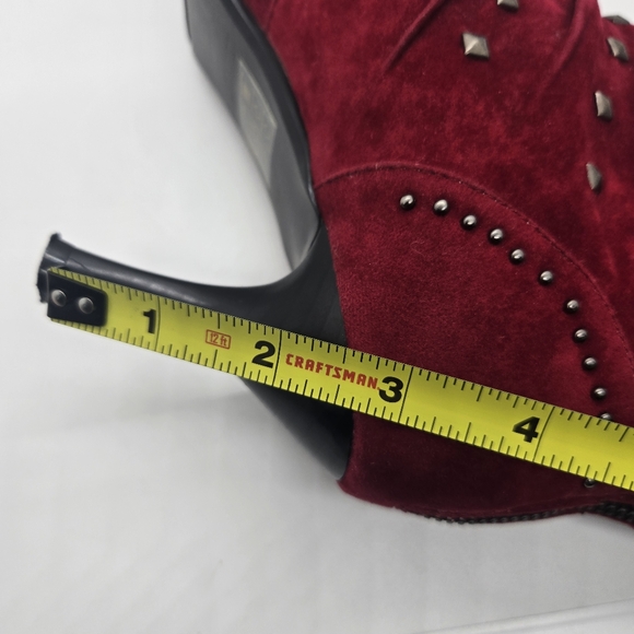 Midnight Velvet Women's Vintage Deep Red Suede Velvet Ankle Heeled Boots 10M - Picture 13 of 16